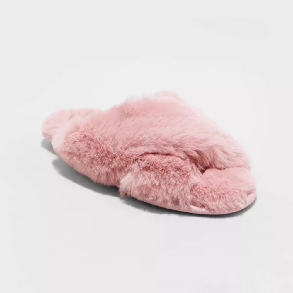 Women's Paris Crossband Faux Fur Slippers - Stars Above